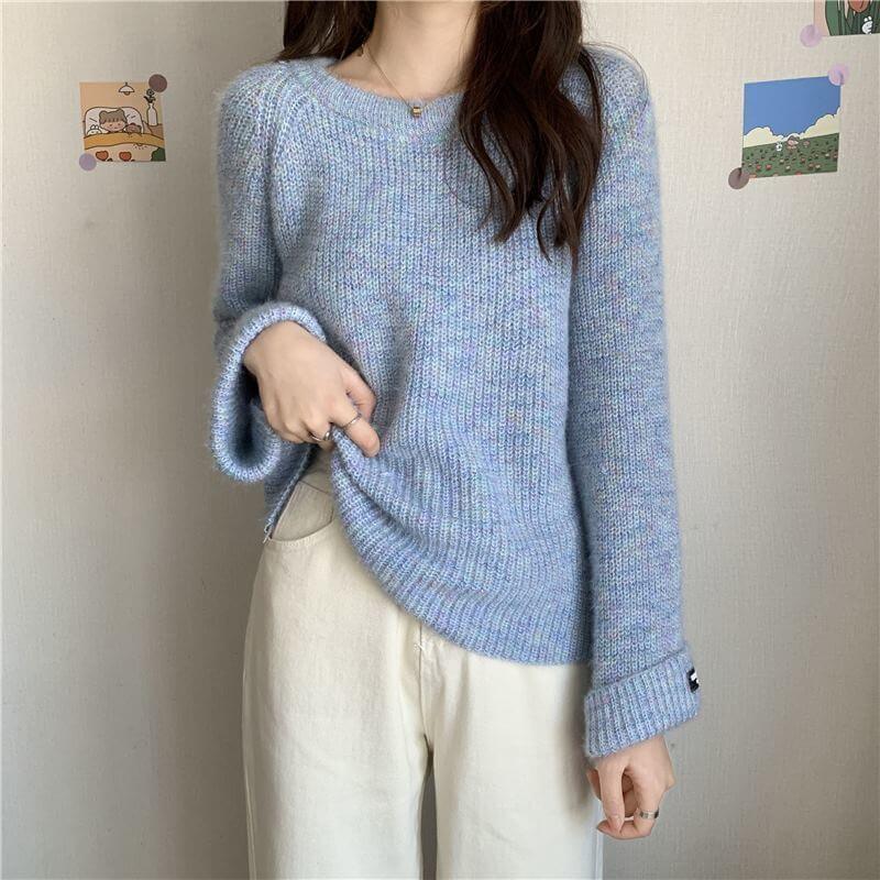 Milk Style Wear Top Gentle Colorful Dots Lazy Loose All Match Sweater