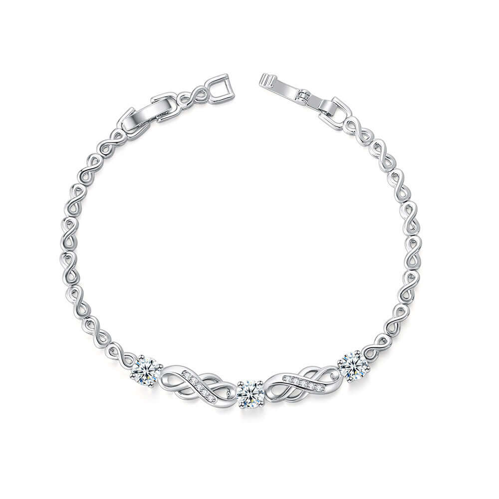 Popular Inlaid Zircon White Gold Plated Infinite Bracelet