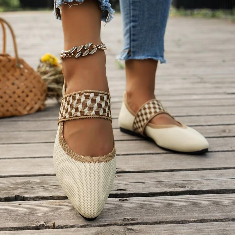 New Flying Woven Shallow Mouth Pointed Flat Shoes All Matching Shoes