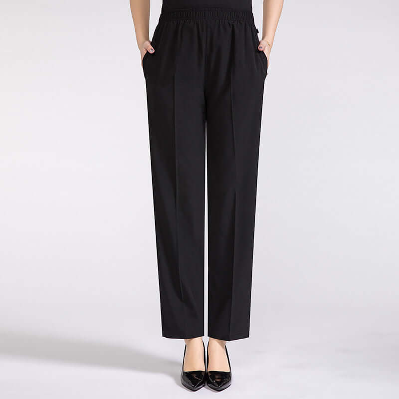 Summer Mother's Thin Cropped Pants New Ice Silk Elastic High Waist Plus Size Outer Wear Trousers