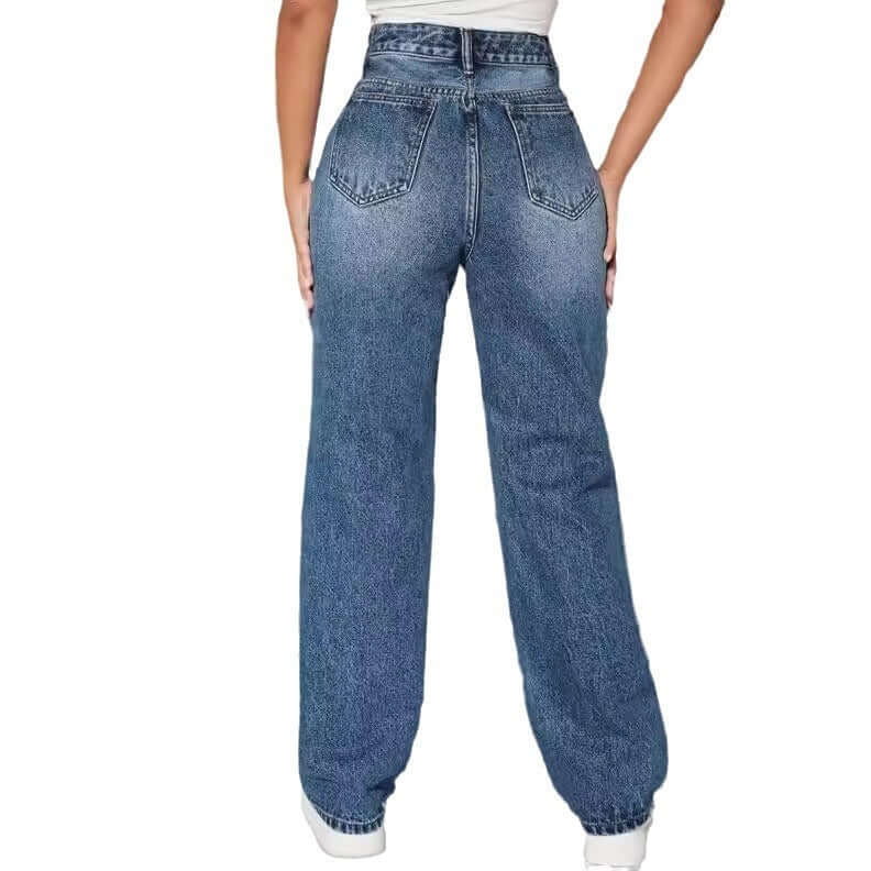 Modern Ripped Trendy Women's Straight Leg Jeans