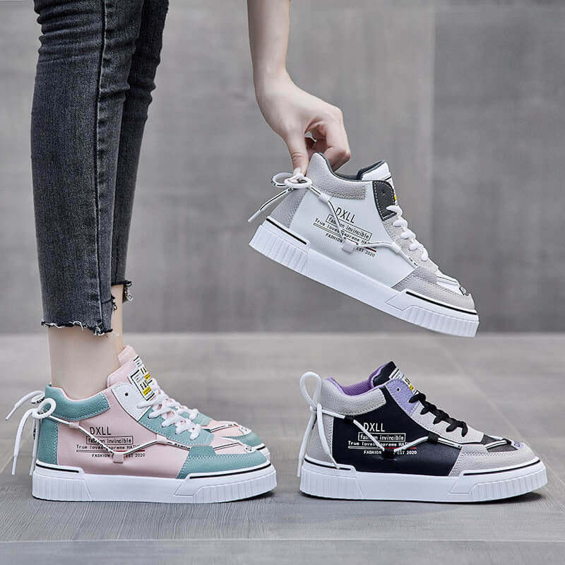 Ins High Top White Shoes Female Spring New Student Running Shoes Female Flat Street Shoes