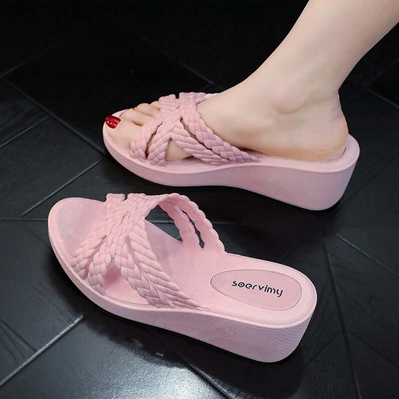 Women's Fashion Wedge High Heel Slippers