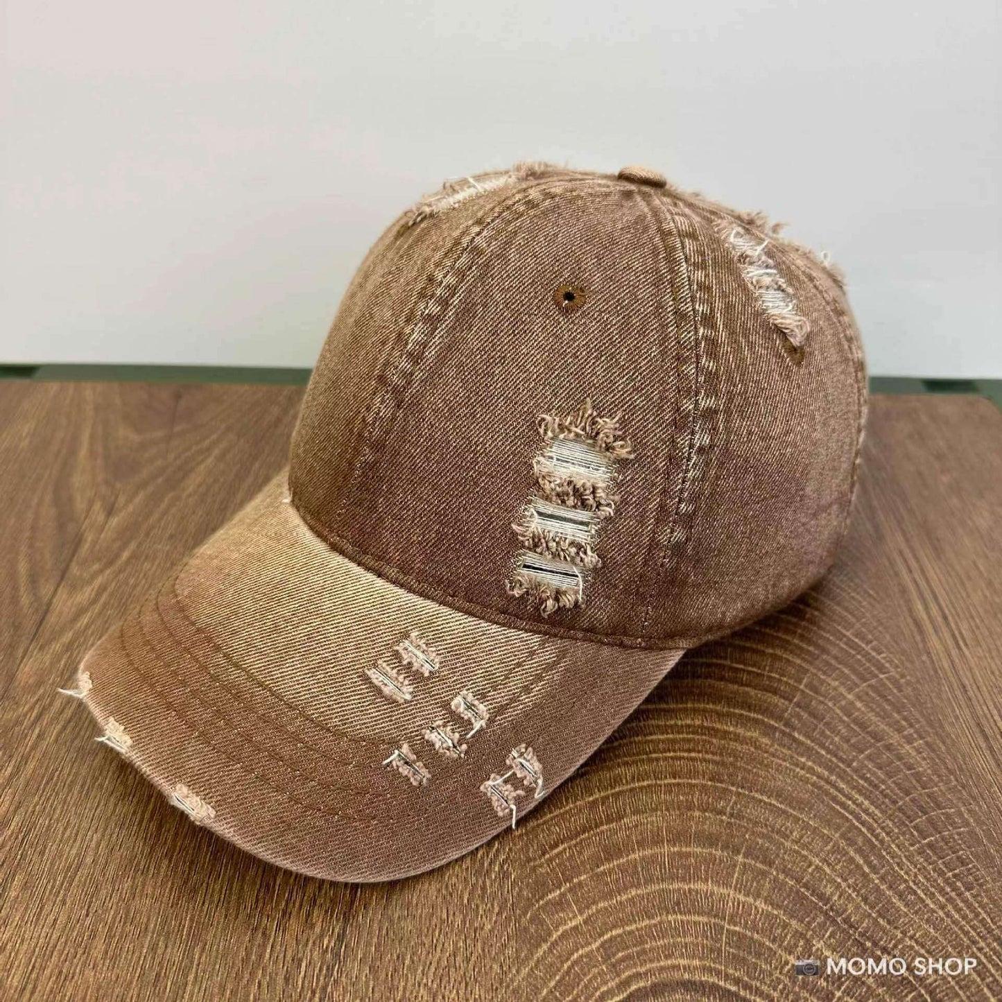 Men's And Women's Same Washed Denim Soft Peaked Cap Distressed