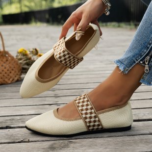 New Flying Woven Shallow Mouth Pointed Flat Shoes All Matching Shoes