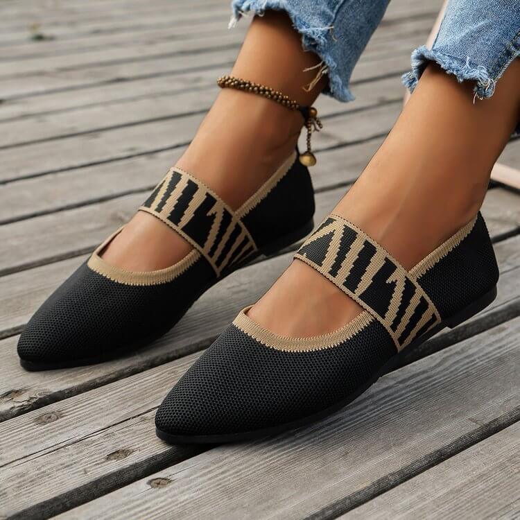 New Flying Woven Shallow Mouth Pointed Flat Shoes All Matching Shoes