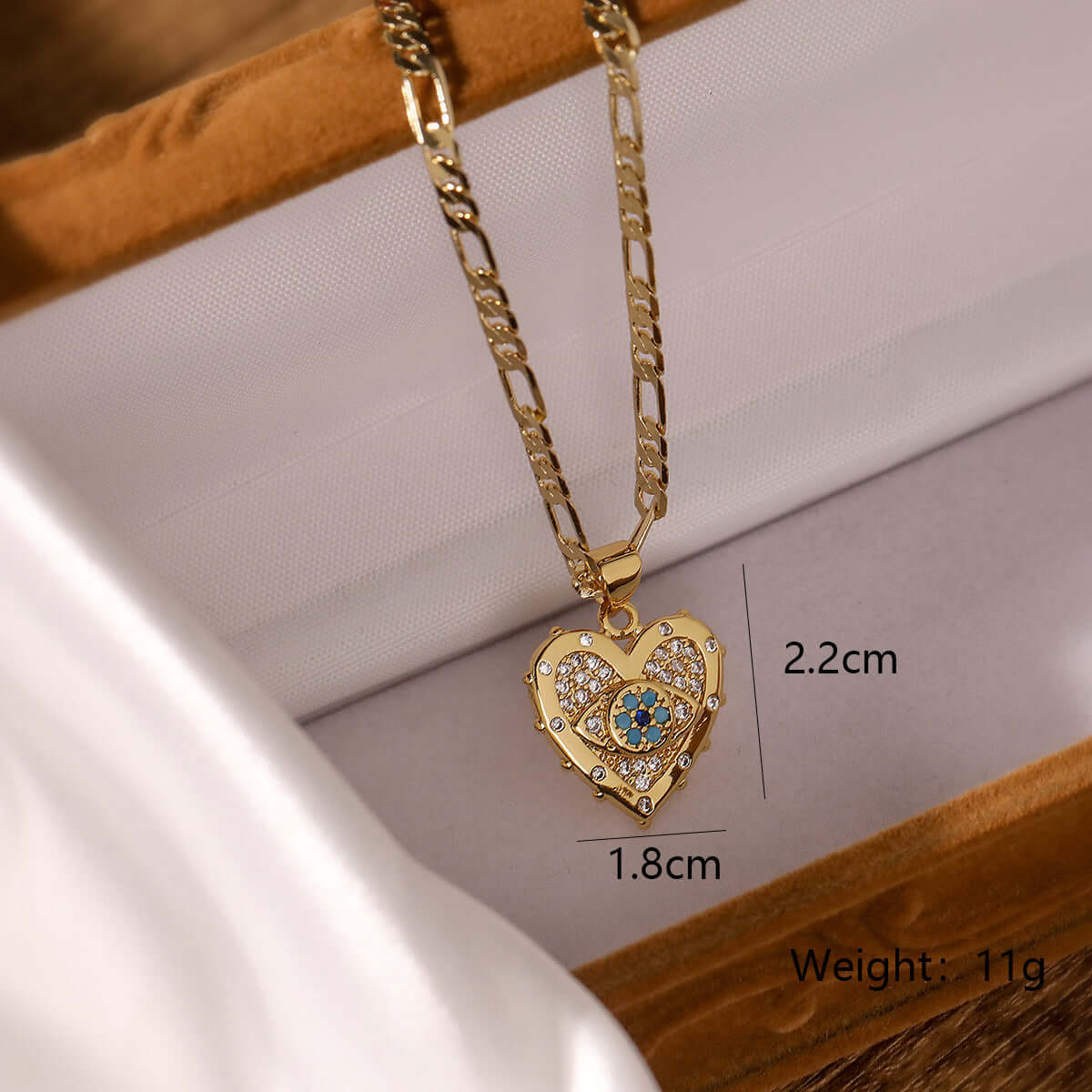 Fashion Jewelry Personality Copper Plated Real Gold Heart Shaped Zircon Pendant Necklace And Earrings Set