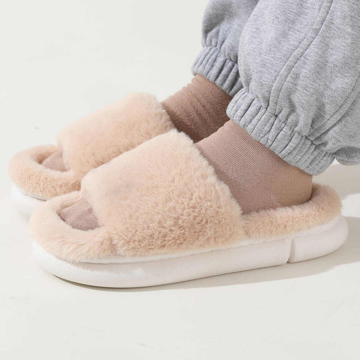 Fairy Style Thick Soled Eva Fluffy Slippers Women's Outer Wear