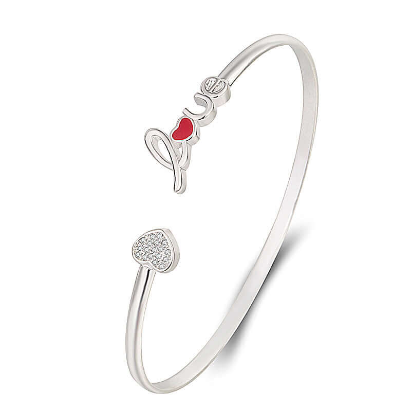 Heart Shaped Full Of Diamond Silver Plated Love Bracelet