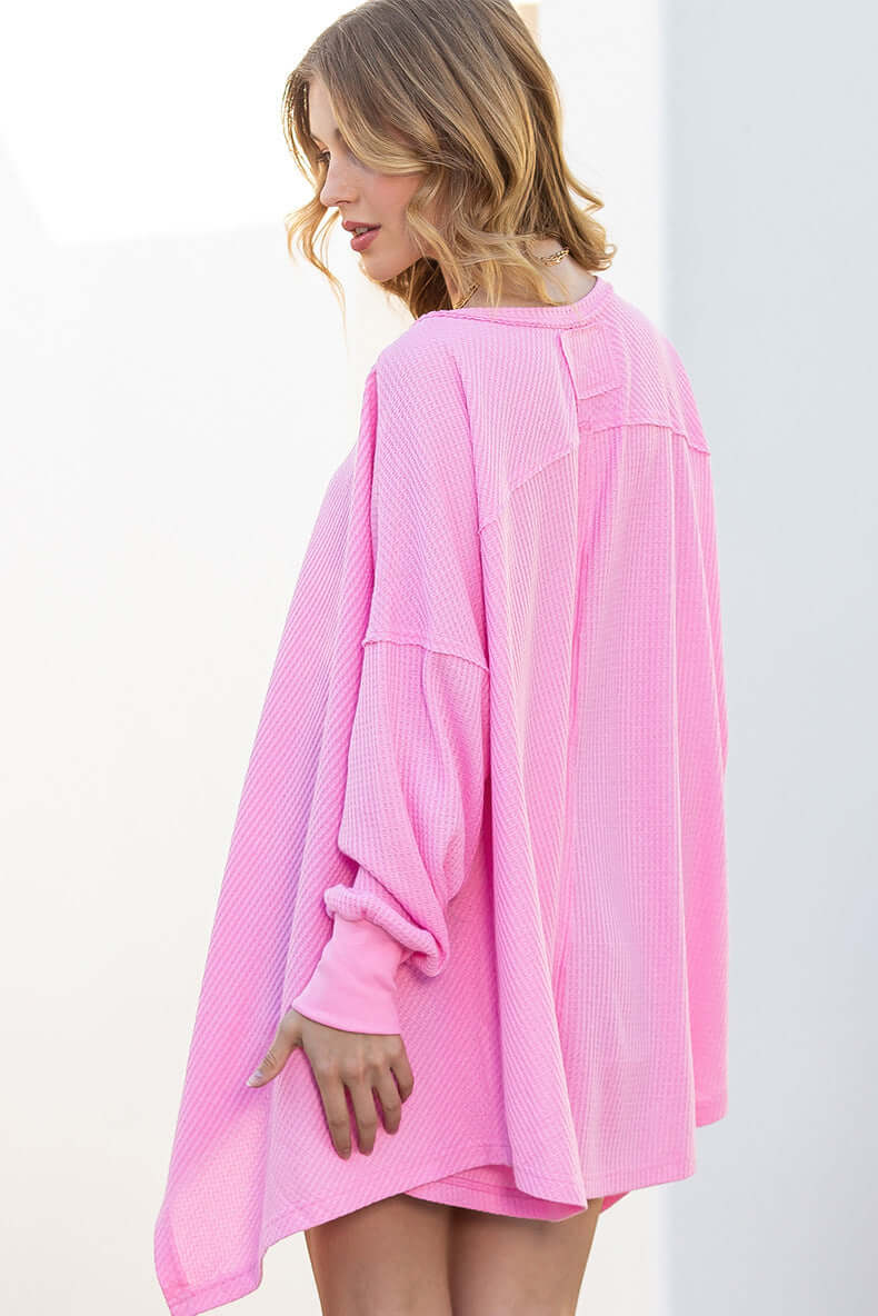 Solid Color Exposed Loose Long Sleeved Sweater