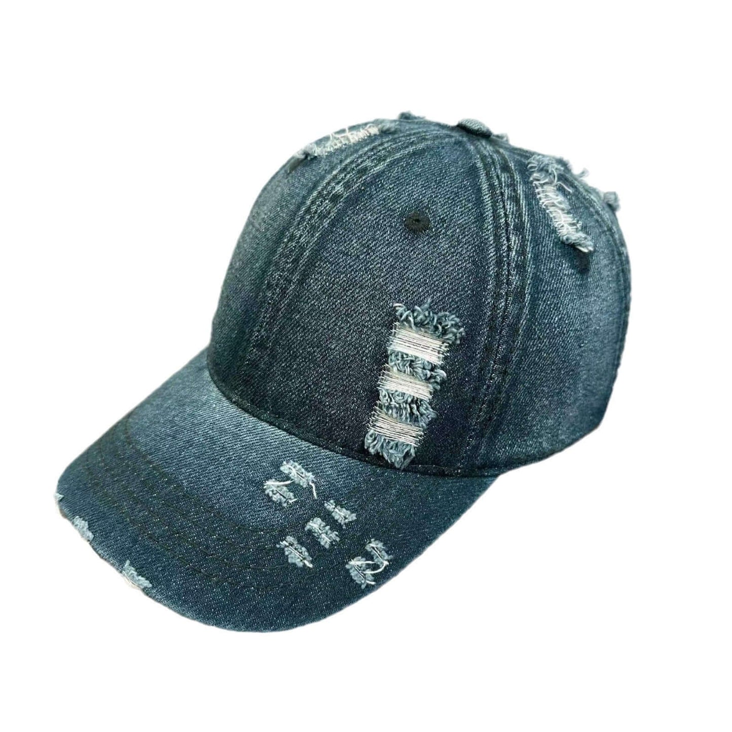 Men's And Women's Same Washed Denim Soft Peaked Cap Distressed