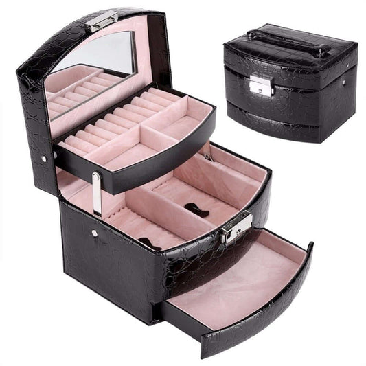 3 Layers Jewelry Boxes And Packaging Leather Look Makeup Organizer Storage Box Container Case Gift Box Women Cosmetic Casket