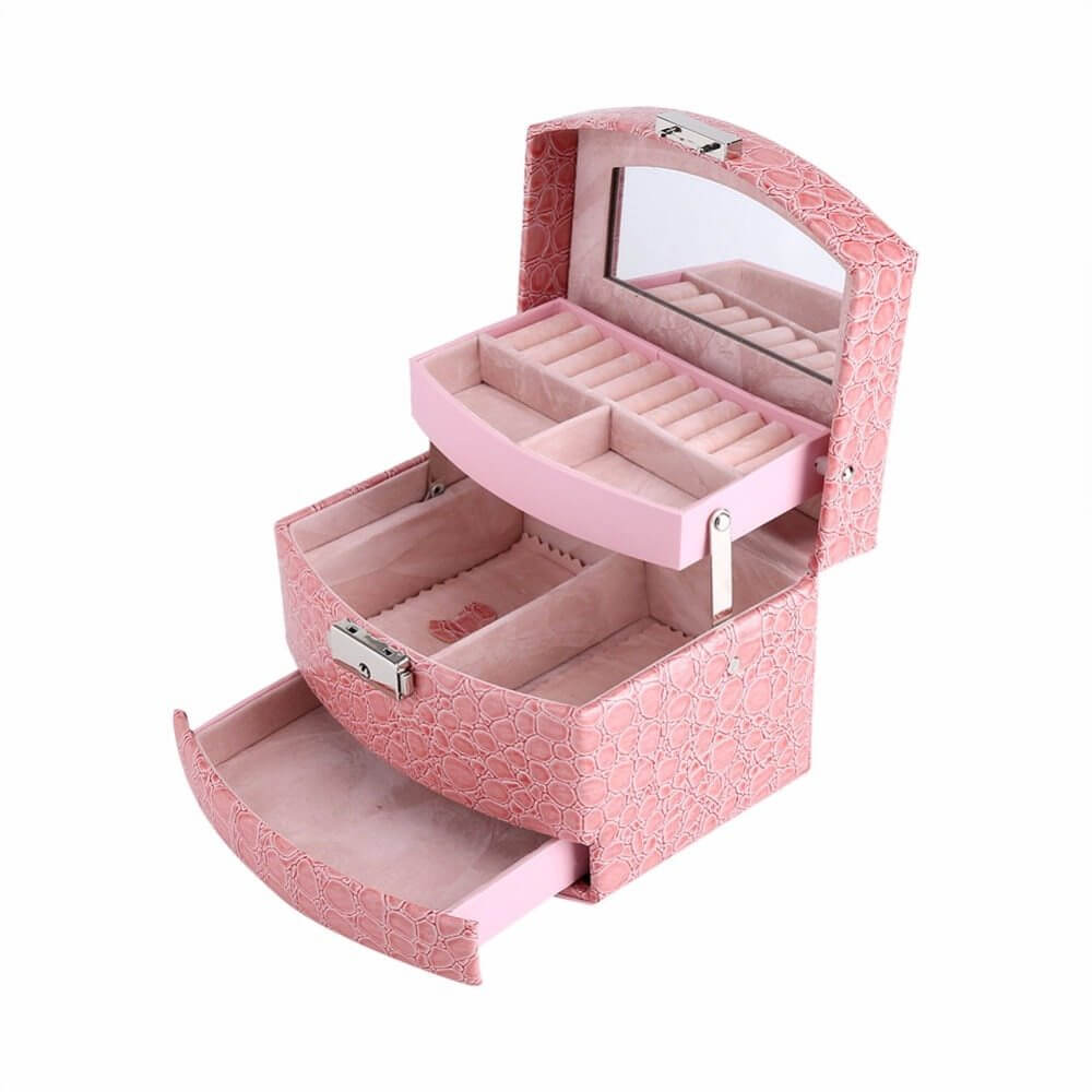 3 Layers Jewelry Boxes And Packaging Leather Look Makeup Organizer Storage Box Container Case Gift Box Women Cosmetic Casket