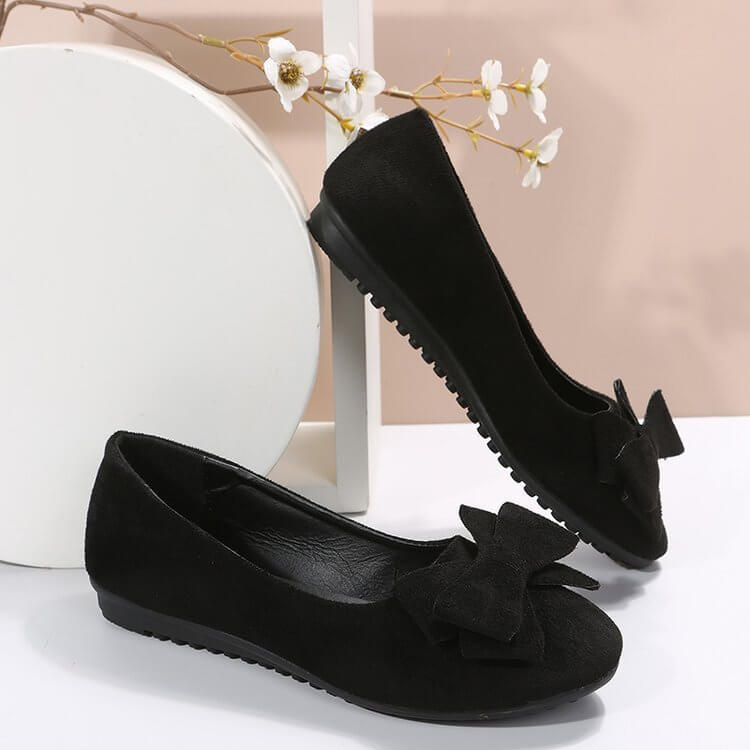 Plus Size Flat Casual Shoes Women's Suede Bow Round Head Gommino