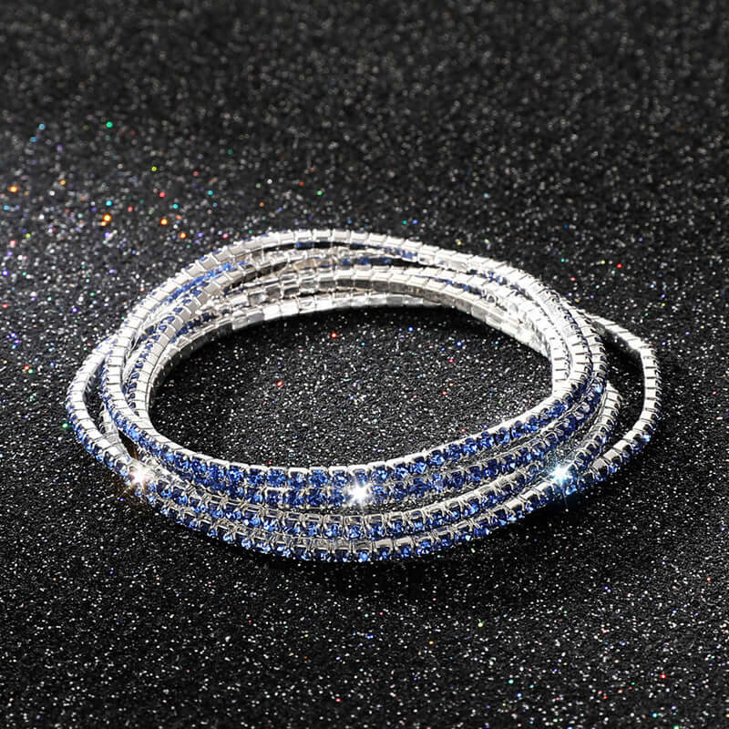 Diamond Embedded Stretch Bracelet 2mm Single Row Color