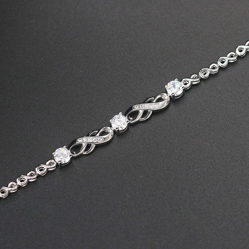 Popular Inlaid Zircon White Gold Plated Infinite Bracelet