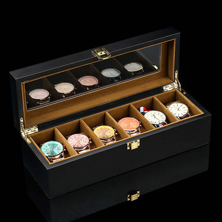 European Style Watch Storage Boxes Case Wood Black Mechanical Watch Display Organizer New Women Jewelry Gift Case Holder