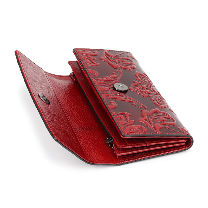 Women's Leather Wallet Long Three Fold Long Wallet