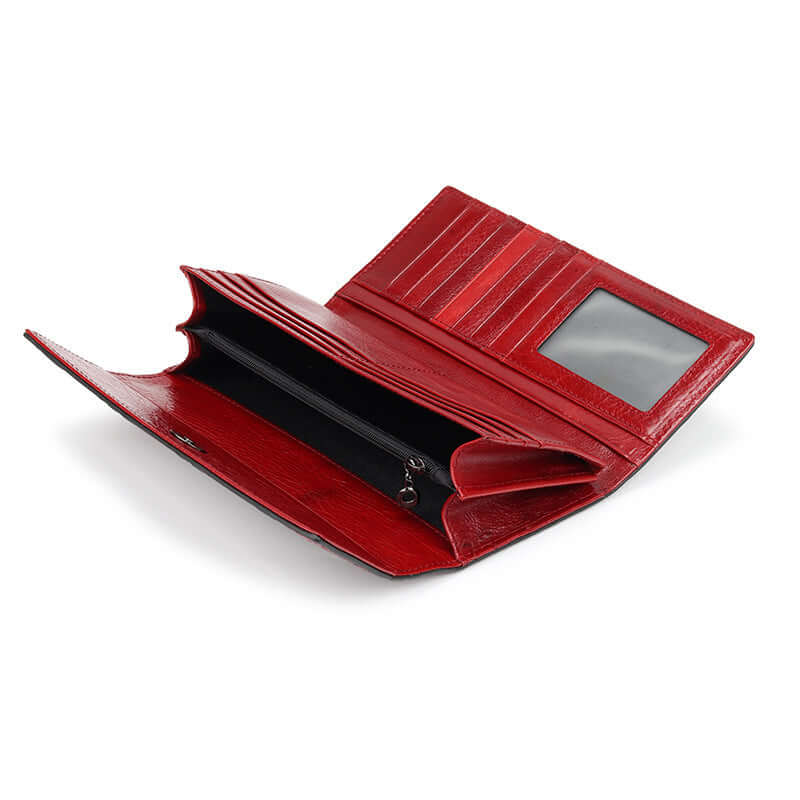 Women's Leather Wallet Long Three Fold Long Wallet