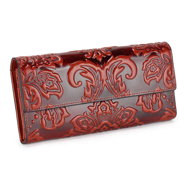 Women's Leather Wallet Long Three Fold Long Wallet