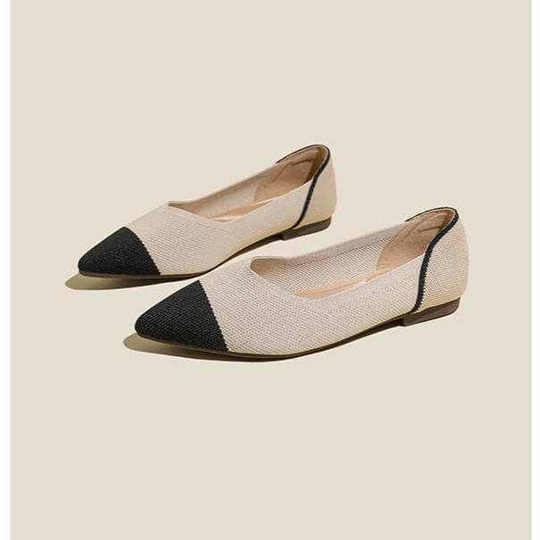 Pointed Toe Shallow Mouth Color Matching Flat Shoes