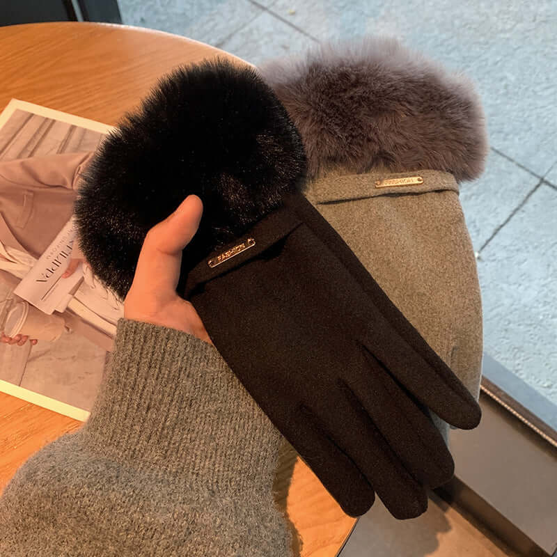 Touch Screen Warm Gloves Winter Women Fleece Lined Thickened Gloves