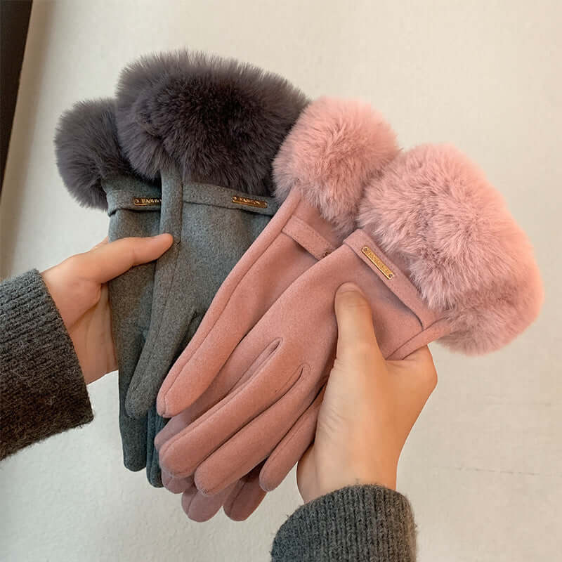 Touch Screen Warm Gloves Winter Women Fleece Lined Thickened Gloves