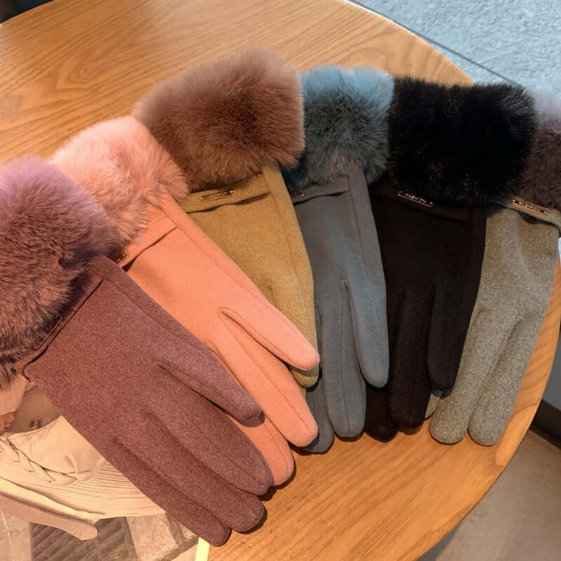 Touch Screen Warm Gloves Winter Women Fleece Lined Thickened Gloves