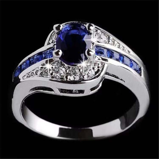 Egg Shaped Zircon Inlaid Crystal Stylish Temperament Ring