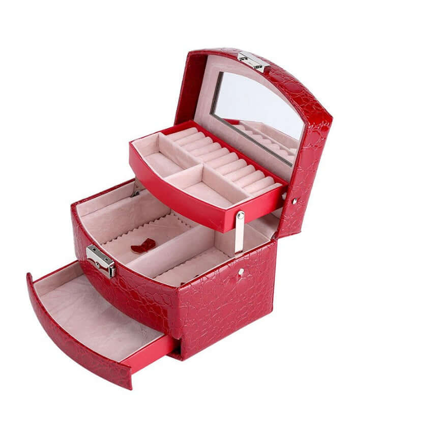 3 Layers Jewelry Boxes And Packaging Leather Look Makeup Organizer Storage Box Container Case Gift Box Women Cosmetic Casket