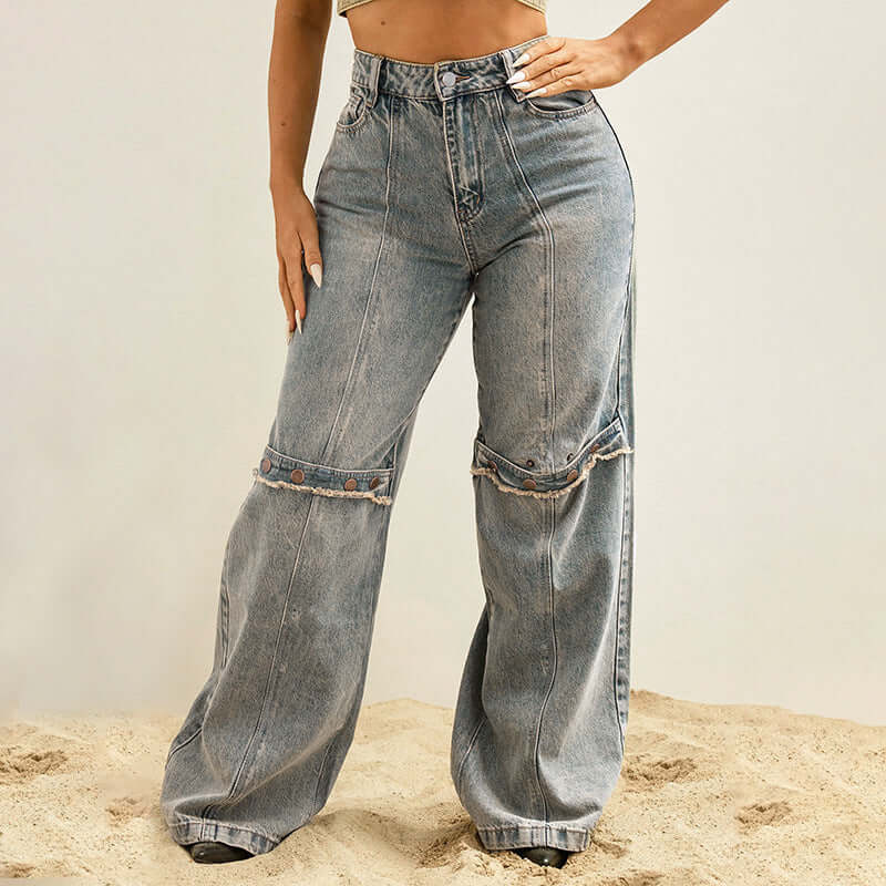 Y2k Baggy Wide Leg Women Vintage Streetwear Washed Denim Grunge Basic Slouchy Jeans