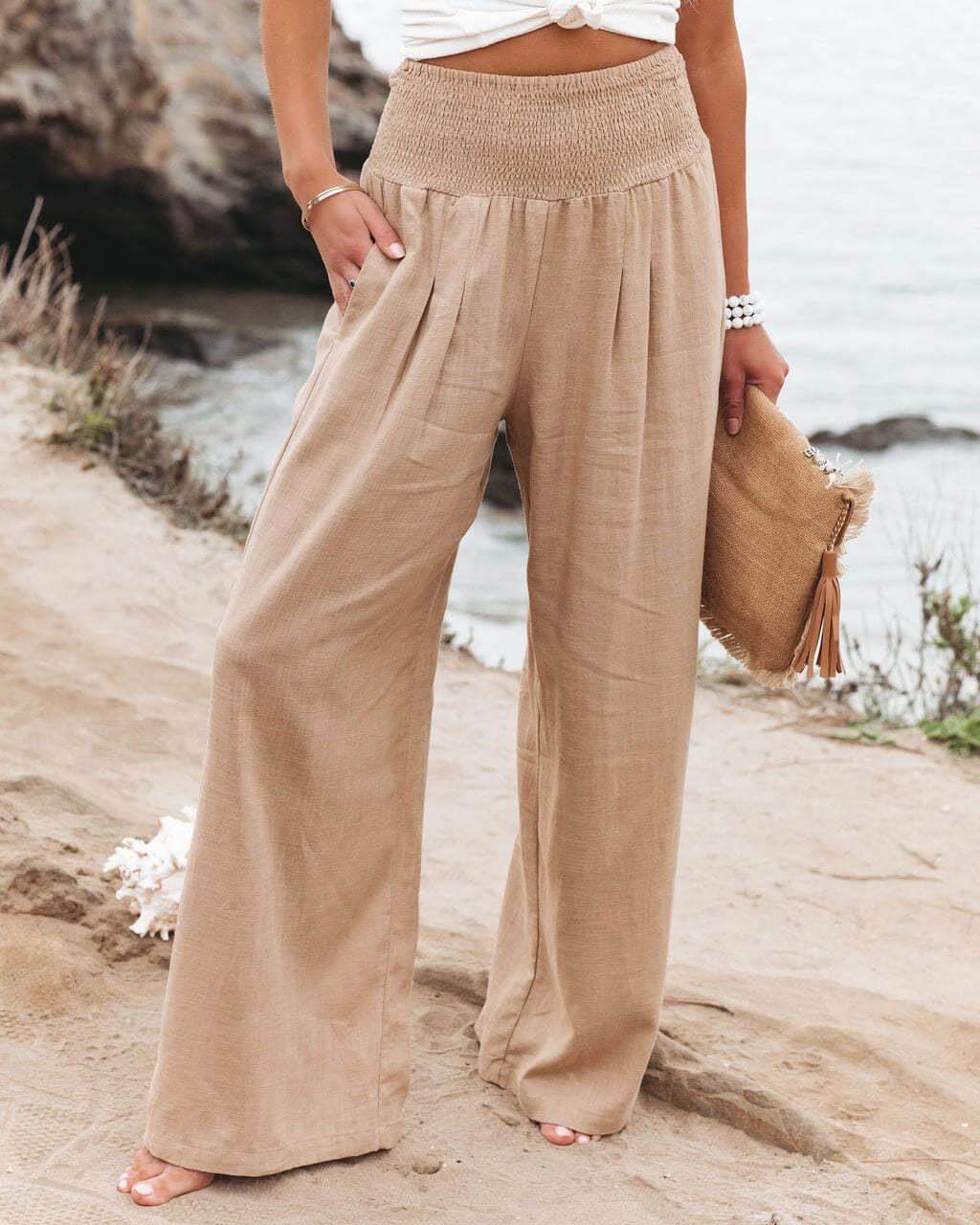 Casual Wide Leg Cotton And Linen Popular Loose Trousers