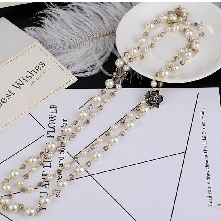 Long ++Fashion Exaggerated Temperamental Big Brand Pearl Pendant Necklace