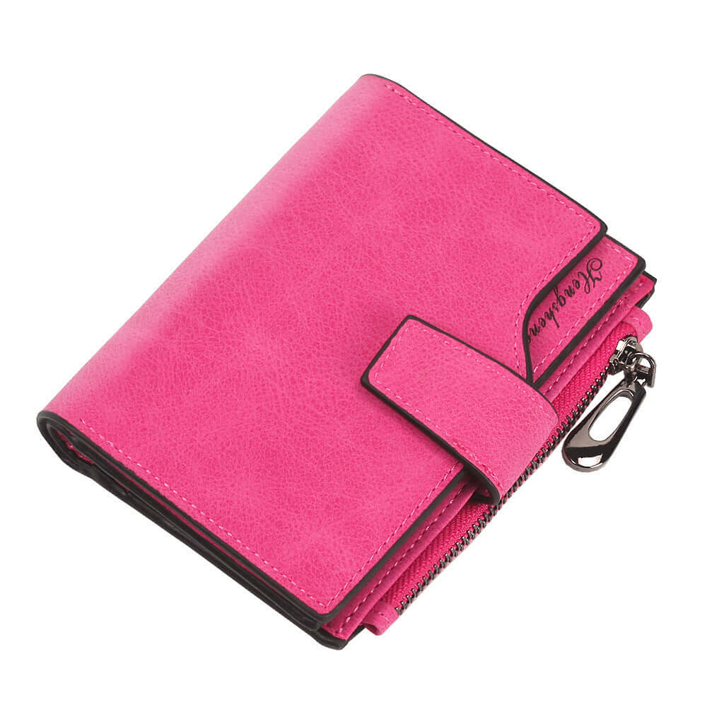 Women's Short Candy Color Button Wallet