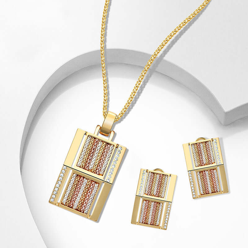 Exaggerated Jewelry Series Square Alloy Two Piece Jewelry