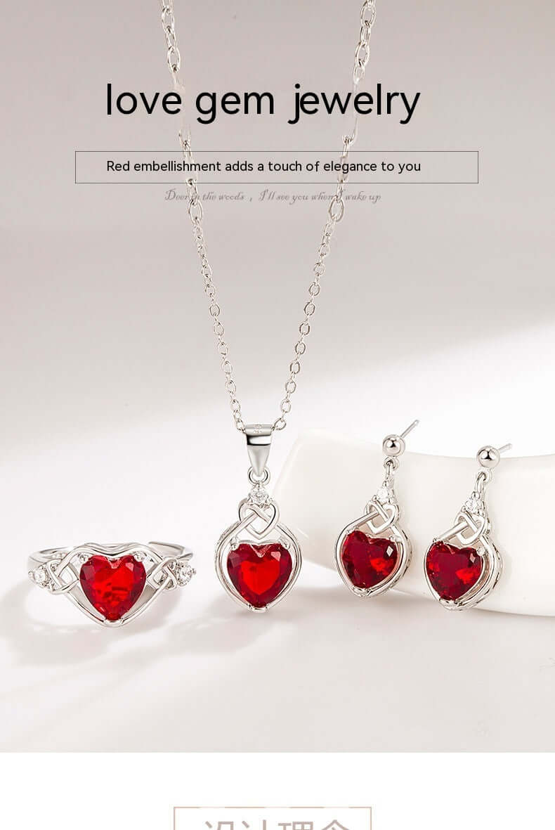 Heart Shaped Ruby Jewelry Set