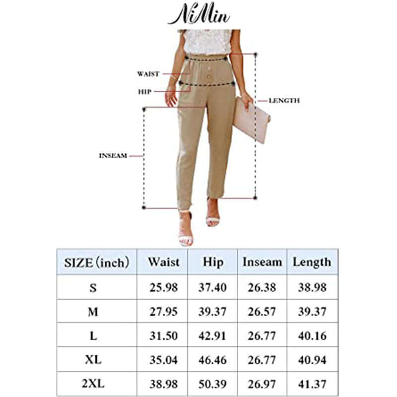 Women's Casual Loose And Comfortable Pant Belt Pocket Elastic Pants