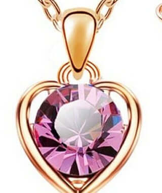 Conjunto de joyas con forma de corazón de melocotón