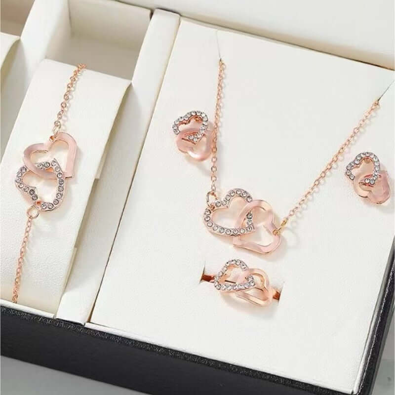 Simple Women Wear All Match Double Love Jewelry Set