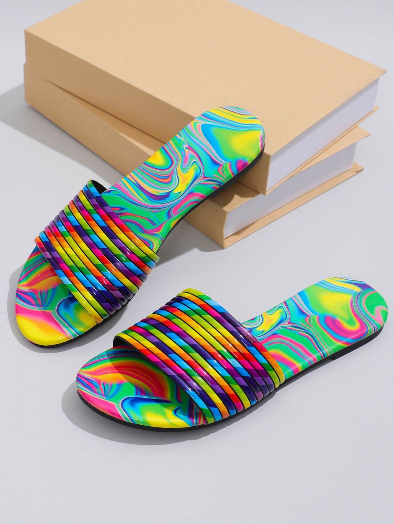 Spring Slippers Women's Rainbow Flat Sandals