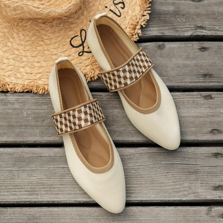 New Flying Woven Shallow Mouth Pointed Flat Shoes All Matching Shoes