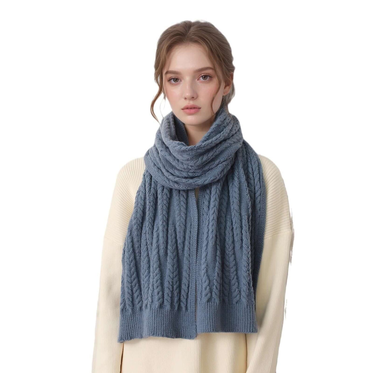 Autumn And Winter Thickening Warm Wool Scarf Artificial Cashmere Solid Color Texture Knitted Scarf