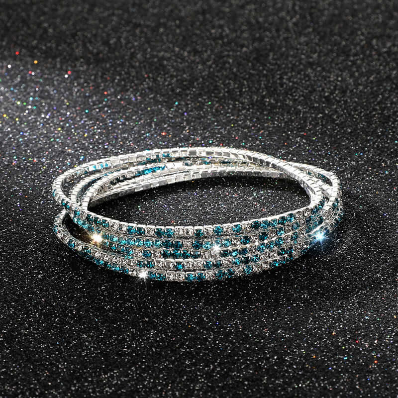 Diamond Embedded Stretch Bracelet 2mm Single Row Color