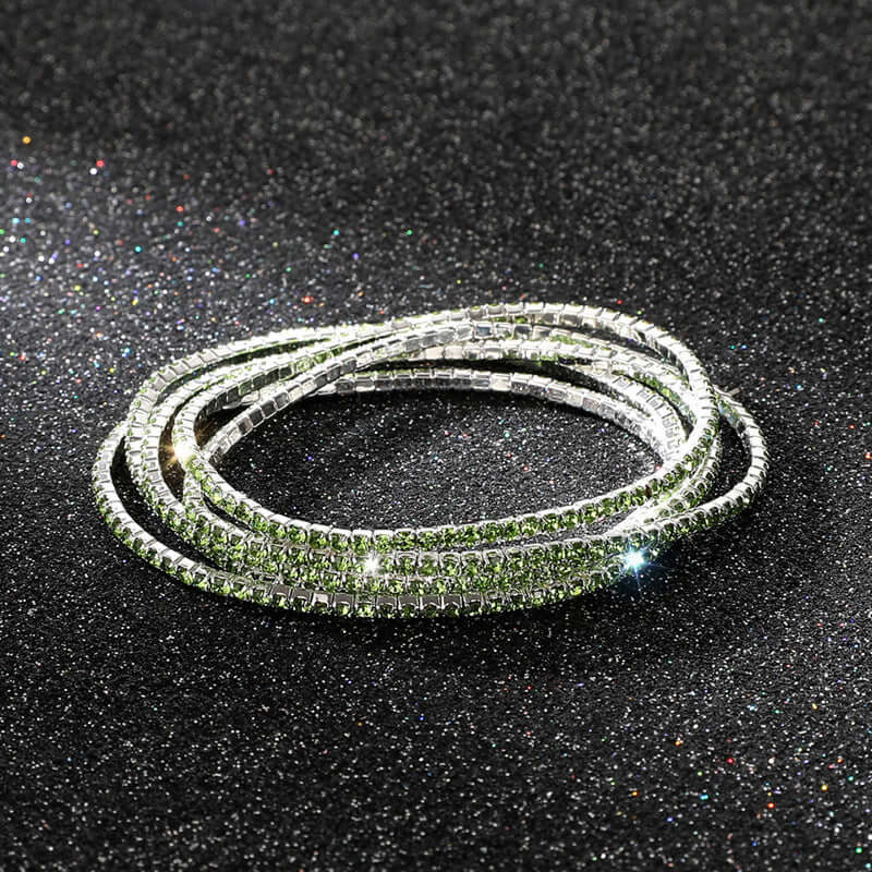 Diamond Embedded Stretch Bracelet 2mm Single Row Color