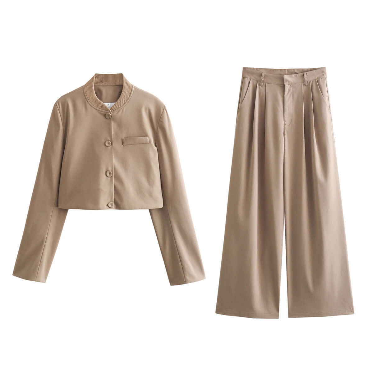 Loose Short Suit Coat & High Waist Trousers Suit