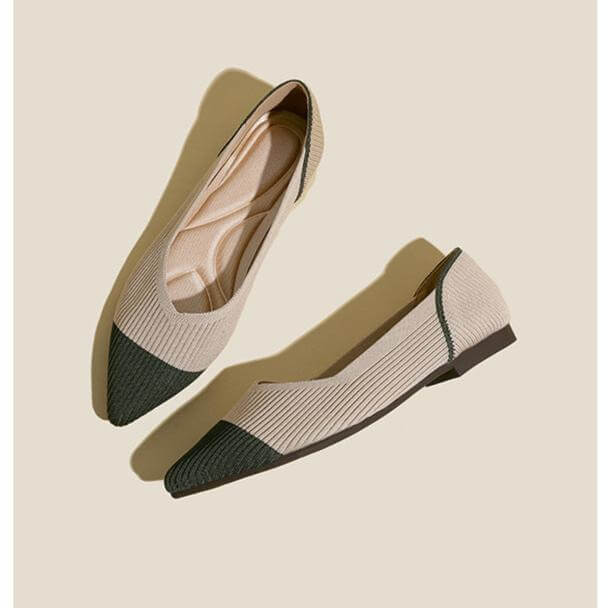 Pointed Toe Shallow Mouth Color Matching Flat Shoes