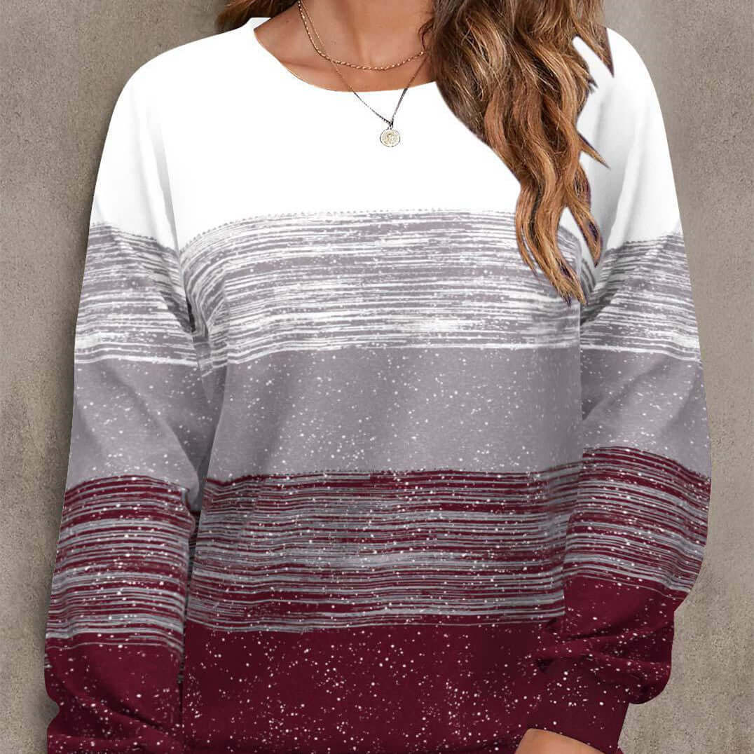 Women's Striped Long Sleeved Sweater