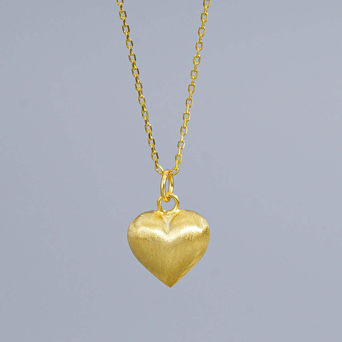 S925 Sterling Silver Brushed Frosted Heart Pendant Necklace