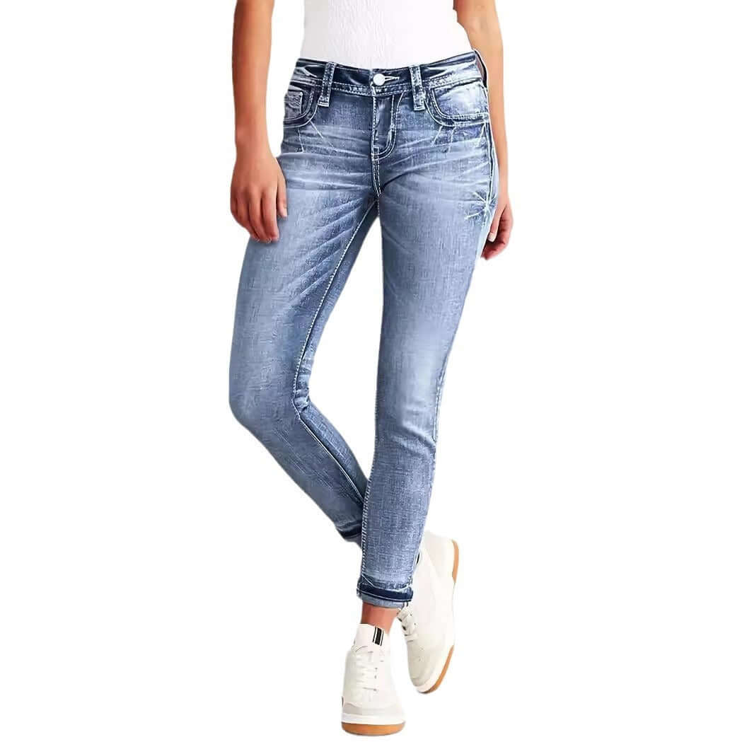 Beauty Clothing Slim Fit Stretch Slimming Versatile Embroidered Skinny Jeans