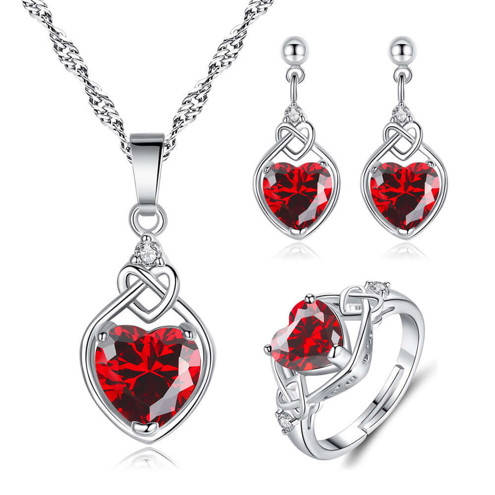 Heart Shaped Ruby Jewelry Set